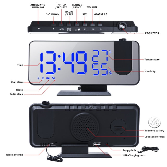 LED Digital Projection Clock - Get Time in Style 