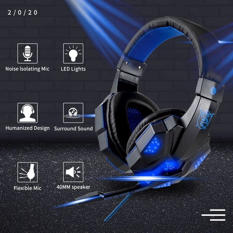 High-Quality Wired Gamer Headset with LED Lights