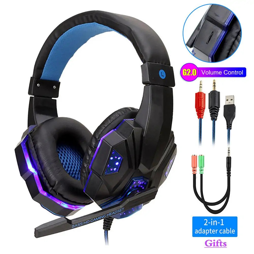 High-Quality Wired Gamer Headset with LED Lights